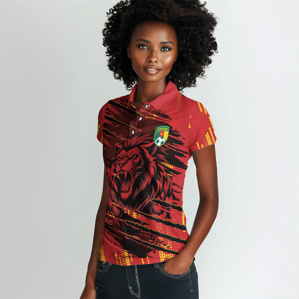 Custom Cameroon Red Lion Women Polo Shirt Africa Football Champion Series 2026