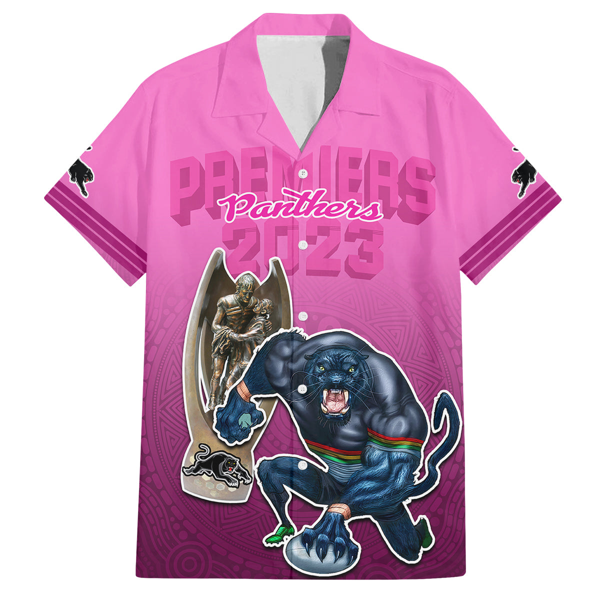 custom-panthers-premier-2024-kid-hawaiian-shirt-mascot-with-nrl-trophy-pink-version