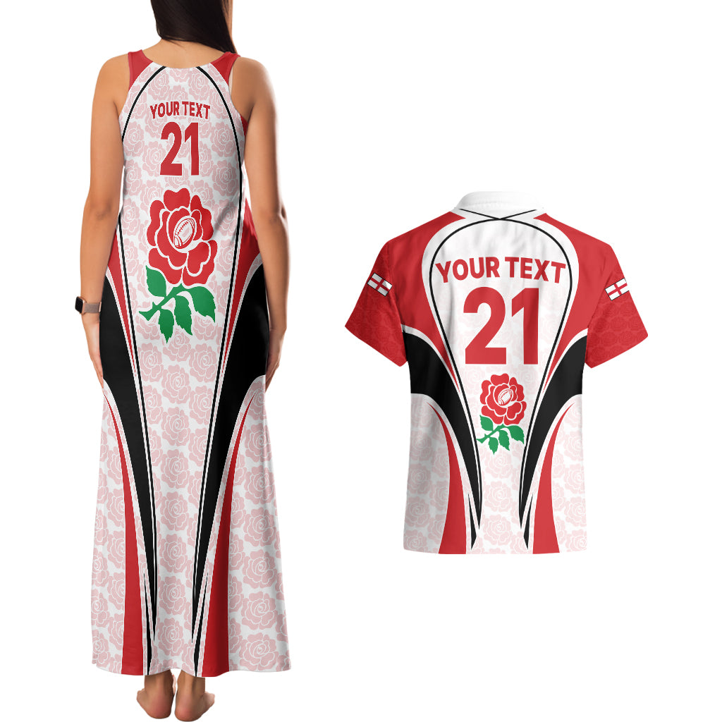 Custom England Rugby Couples Matching Tank Maxi Dress and Hawaiian Shirt Come On Red Rose Word Cup 2023 LT9 - Wonder Print Shop