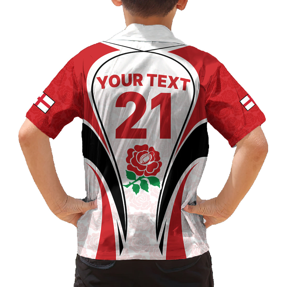Custom England Rugby Family Matching Off Shoulder Short Dress and Hawaiian Shirt Come On Red Rose Word Cup 2023 LT9 - Wonder Print Shop