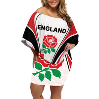 Custom England Rugby Family Matching Off Shoulder Short Dress and Hawaiian Shirt Come On Red Rose Word Cup 2023 LT9 - Wonder Print Shop