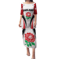 Custom England Rugby Family Matching Puletasi Dress and Hawaiian Shirt Come On Red Rose Word Cup 2023 - Wonder Print Shop