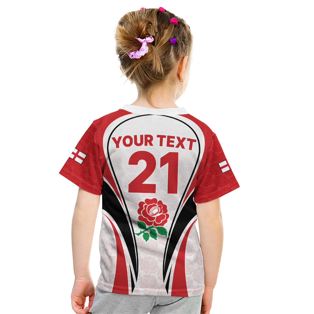 Custom England Rugby Kid T Shirt Come On Red Rose Word Cup 2023 - Wonder Print Shop