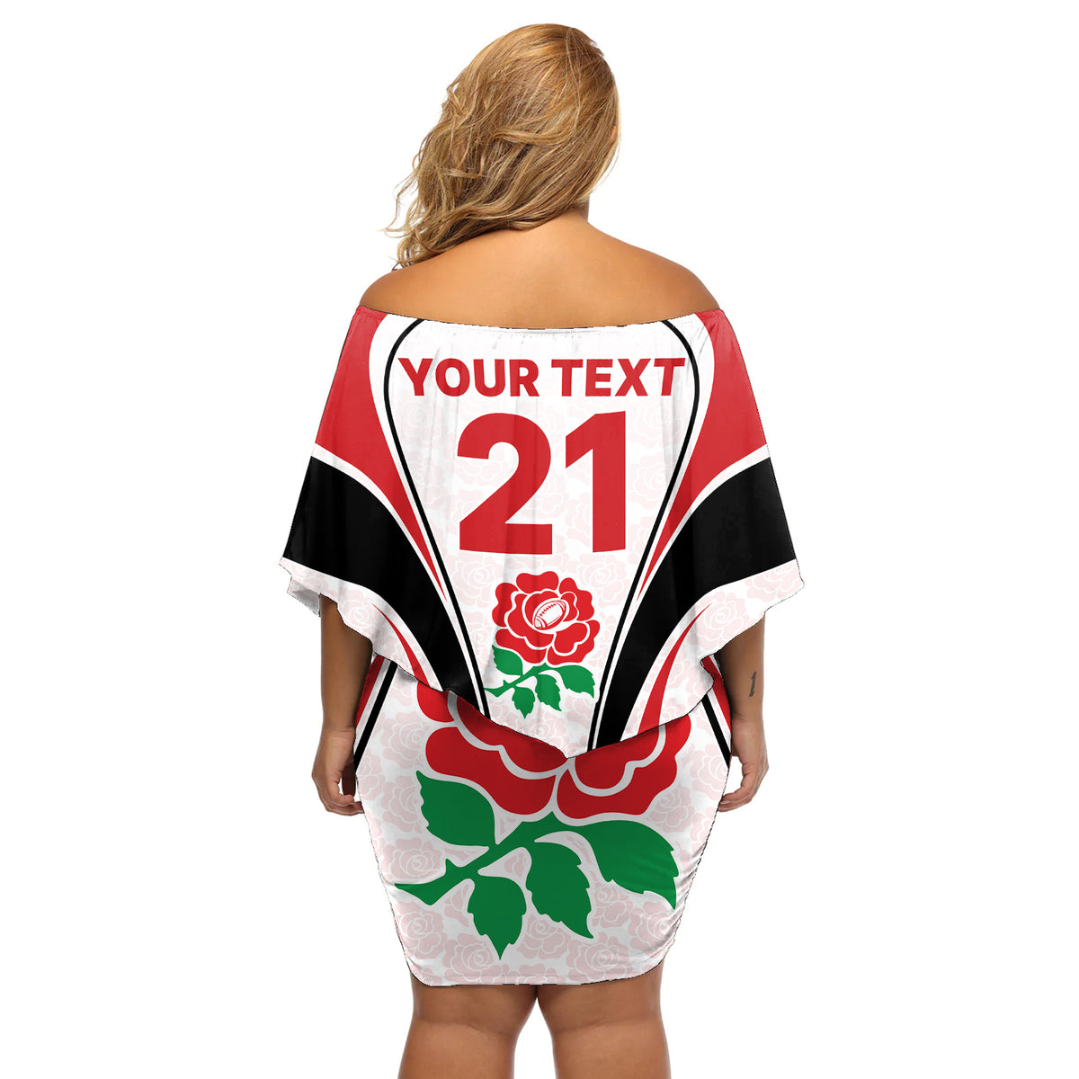 Custom England Rugby Off Shoulder Short Dress Come On Red Rose Word Cup 2023 - Wonder Print Shop
