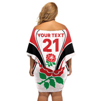 Custom England Rugby Off Shoulder Short Dress Come On Red Rose Word Cup 2023 - Wonder Print Shop