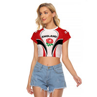 Custom England Rugby Raglan Cropped T Shirt Come On Red Rose Word Cup 2023 - Wonder Print Shop