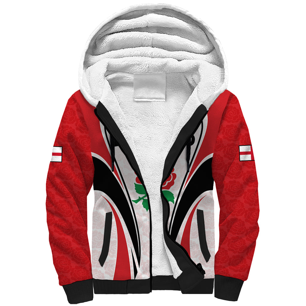 Custom England Rugby Sherpa Hoodie Come On Red Rose Word Cup 2023 - Wonder Print Shop