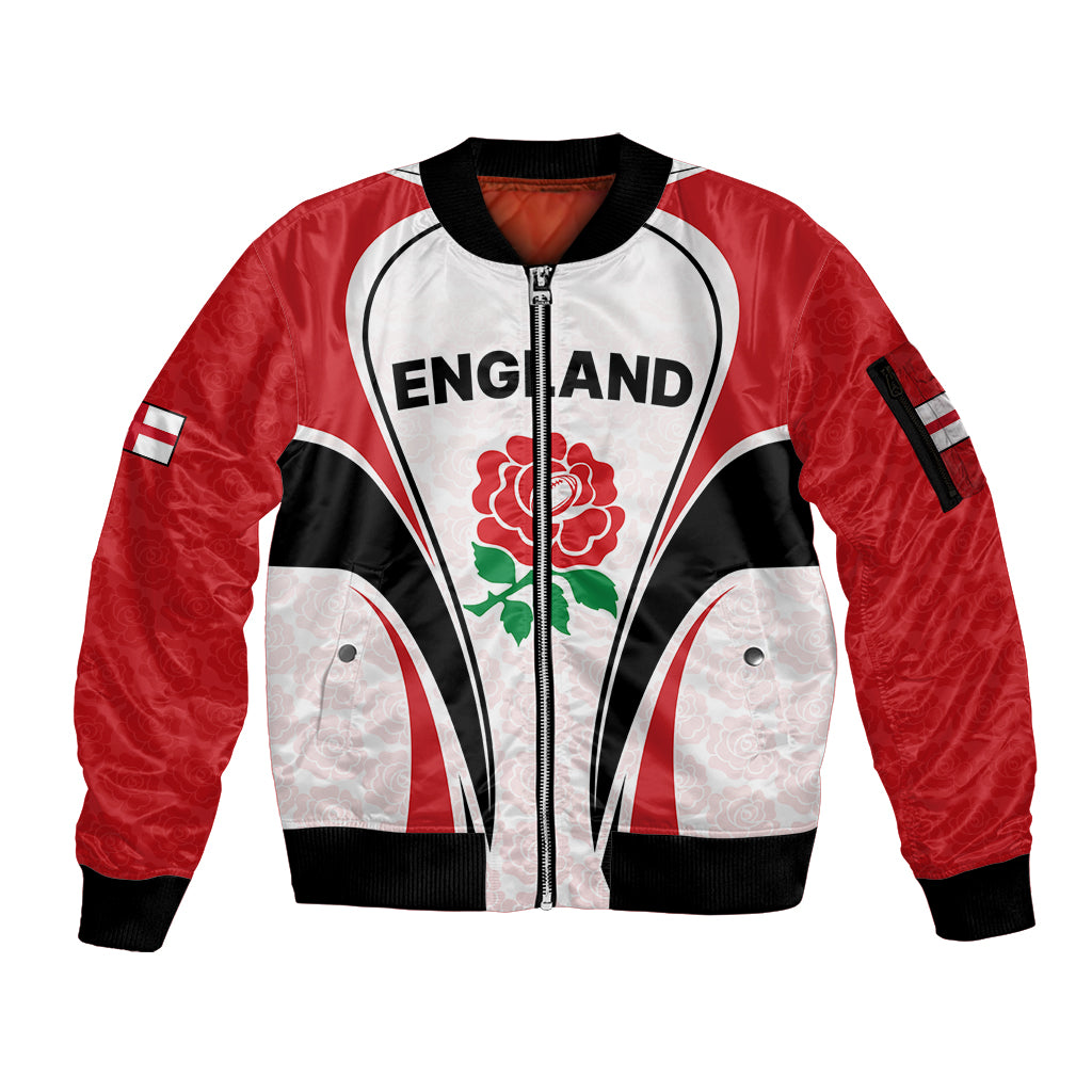 Custom England Rugby Sleeve Zip Bomber Jacket Come On Red Rose Word Cup 2023 - Wonder Print Shop