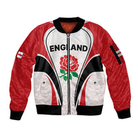 Custom England Rugby Sleeve Zip Bomber Jacket Come On Red Rose Word Cup 2023 - Wonder Print Shop