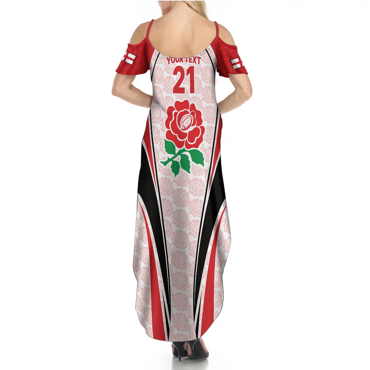 Custom England Rugby Summer Maxi Dress Come On Red Rose Word Cup 2023 - Wonder Print Shop