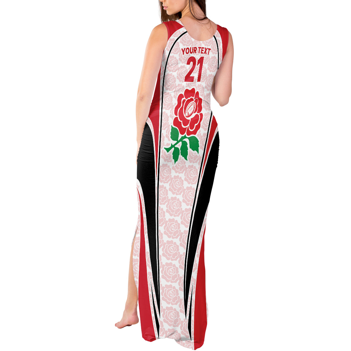 Custom England Rugby Tank Maxi Dress Come On Red Rose Word Cup 2023 - Wonder Print Shop