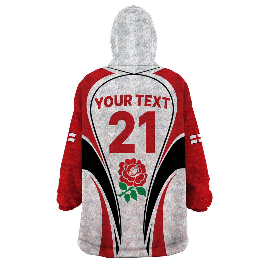 Custom England Rugby Wearable Blanket Hoodie Come On Red Rose Word Cup 2023 - Wonder Print Shop