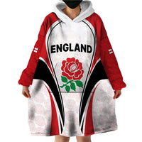 Custom England Rugby Wearable Blanket Hoodie Come On Red Rose Word Cup 2023 - Wonder Print Shop