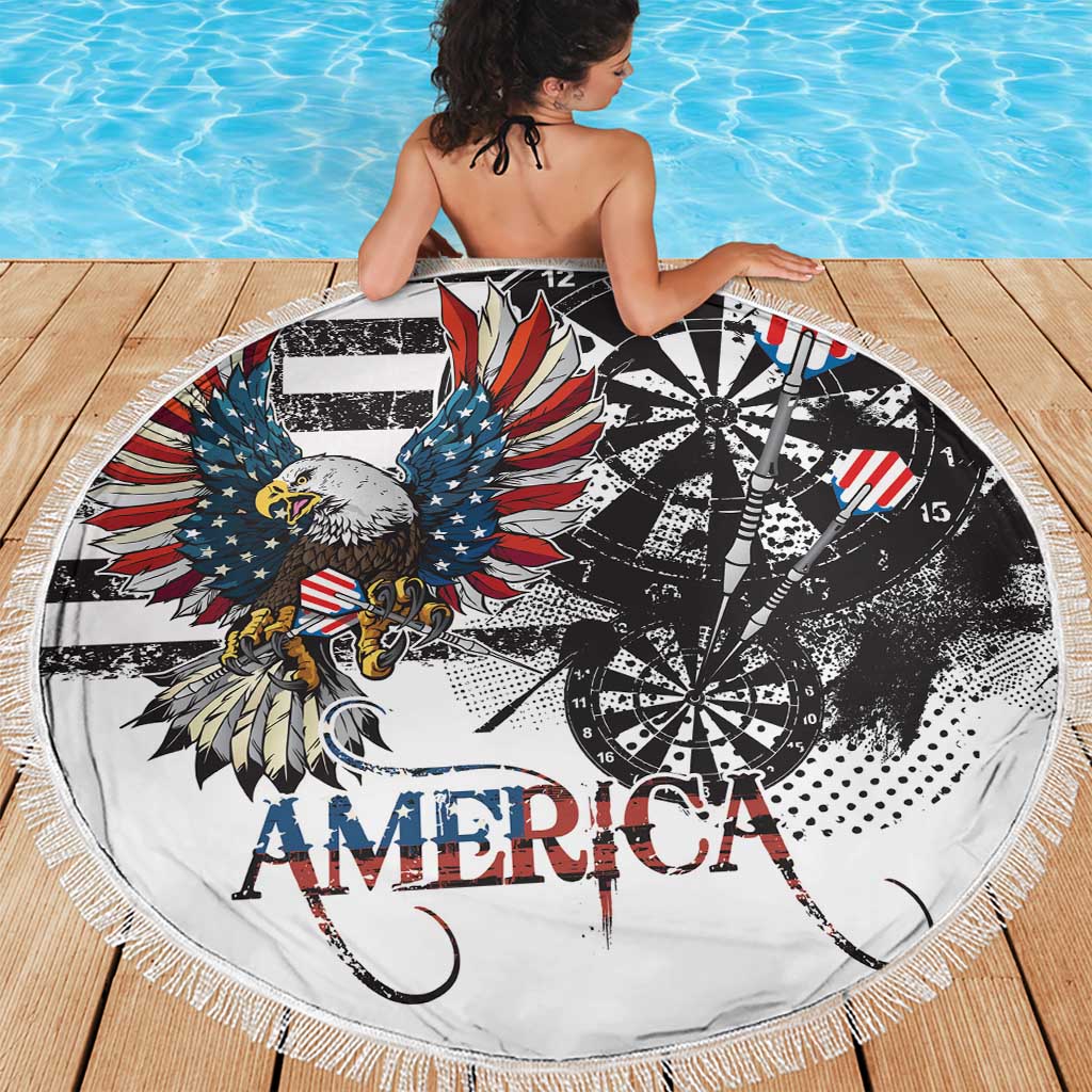 USA Darts Beach Blanket American Bald Eagle with Grunge Style LT9 - Wonder Print Shop