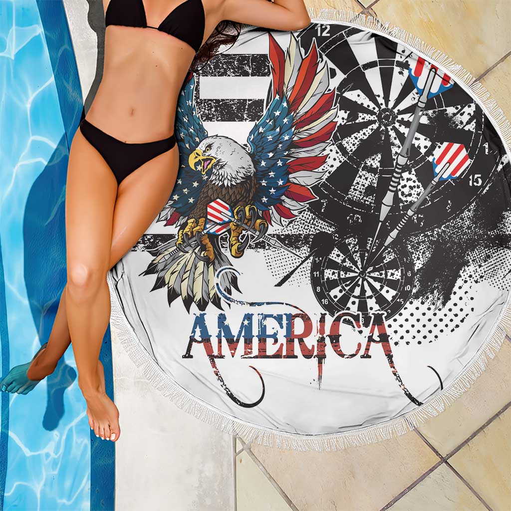 USA Darts Beach Blanket American Bald Eagle with Grunge Style LT9 - Wonder Print Shop