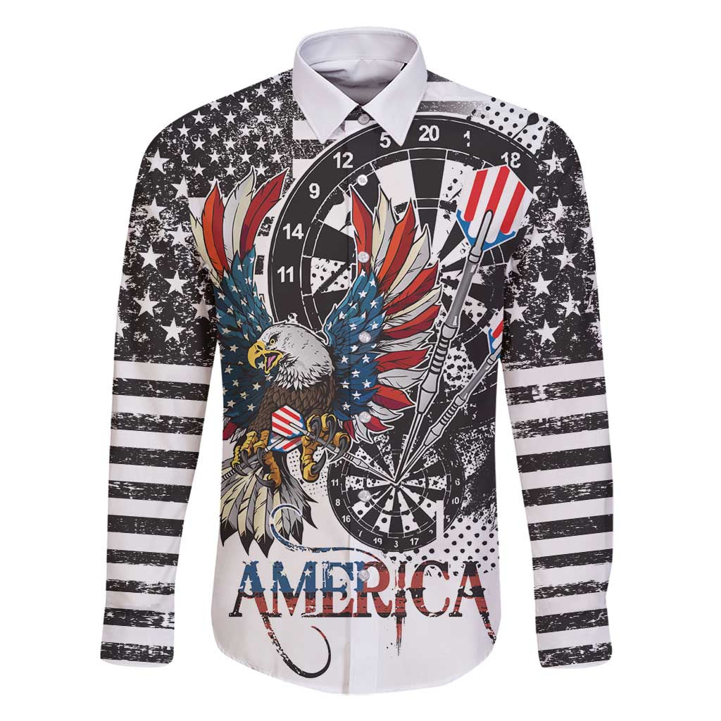 USA Darts Family Matching Mermaid Dress and Hawaiian Shirt American Bald Eagle with Grunge Style LT9 - Wonder Print Shop