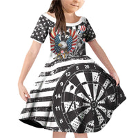 USA Darts Family Matching Off Shoulder Short Dress and Hawaiian Shirt American Bald Eagle with Grunge Style LT9 - Wonder Print Shop