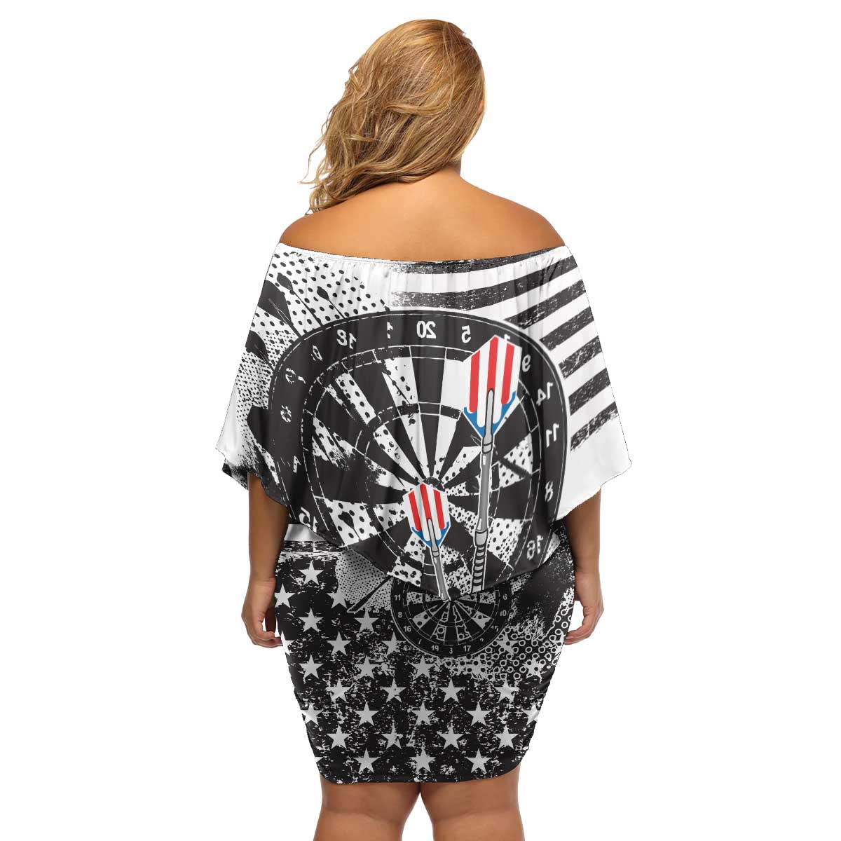 USA Darts Family Matching Off Shoulder Short Dress and Hawaiian Shirt American Bald Eagle with Grunge Style LT9 - Wonder Print Shop