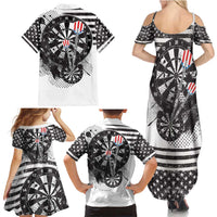 USA Darts Family Matching Summer Maxi Dress and Hawaiian Shirt American Bald Eagle with Grunge Style - Wonder Print Shop