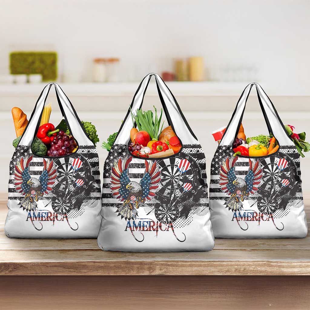USA Darts Grocery Bag American Bald Eagle with Grunge Style