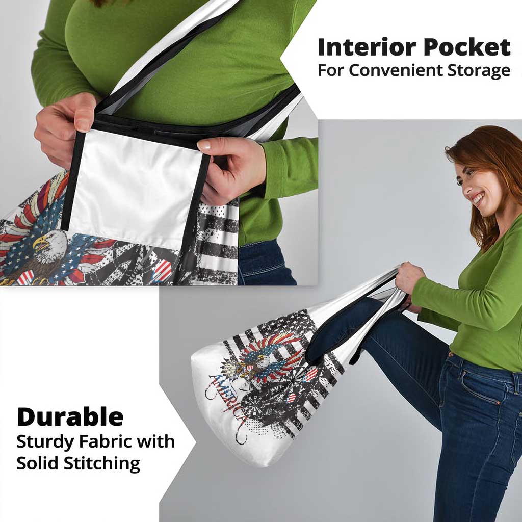 USA Darts Grocery Bag American Bald Eagle with Grunge Style