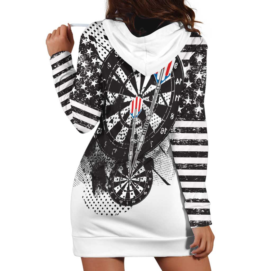USA Darts Hoodie Dress American Bald Eagle with Grunge Style - Wonder Print Shop