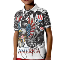 USA Darts Kid Polo Shirt American Bald Eagle with Grunge Style - Wonder Print Shop
