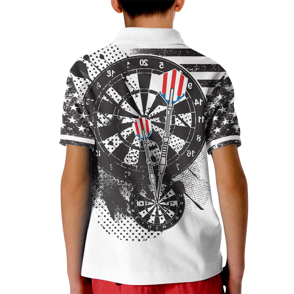 USA Darts Kid Polo Shirt American Bald Eagle with Grunge Style - Wonder Print Shop