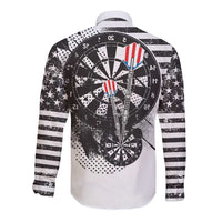 USA Darts Long Sleeve Button Shirt American Bald Eagle with Grunge Style - Wonder Print Shop