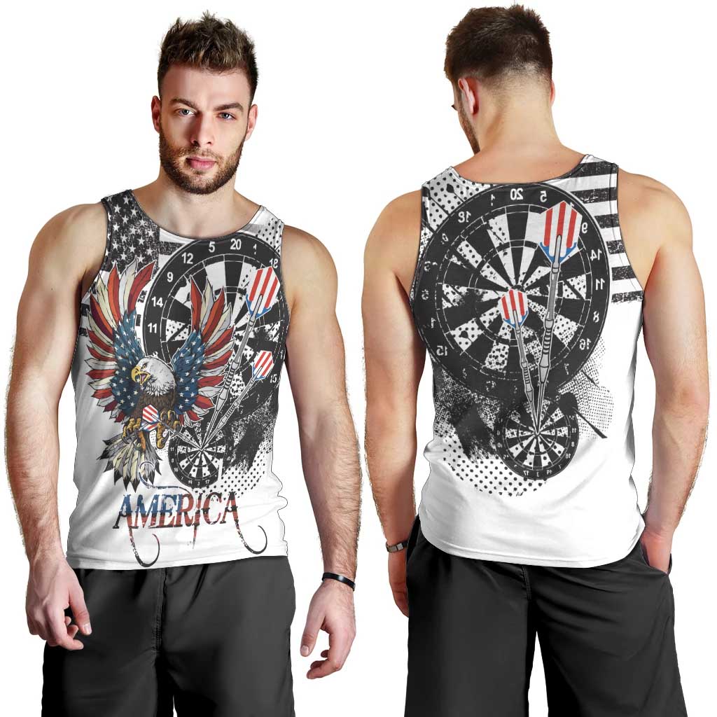 USA Darts Men Tank Top American Bald Eagle with Grunge Style - Wonder Print Shop