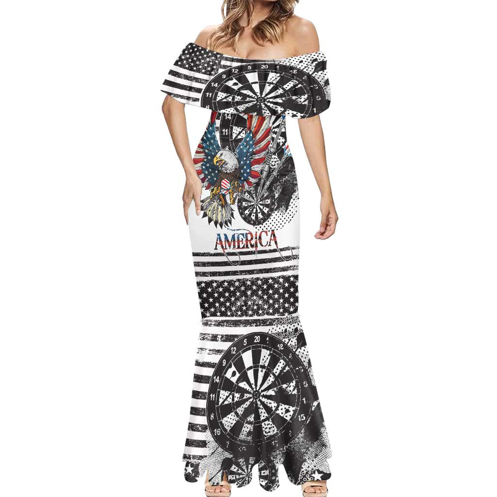 USA Darts Mermaid Dress American Bald Eagle with Grunge Style - Wonder Print Shop