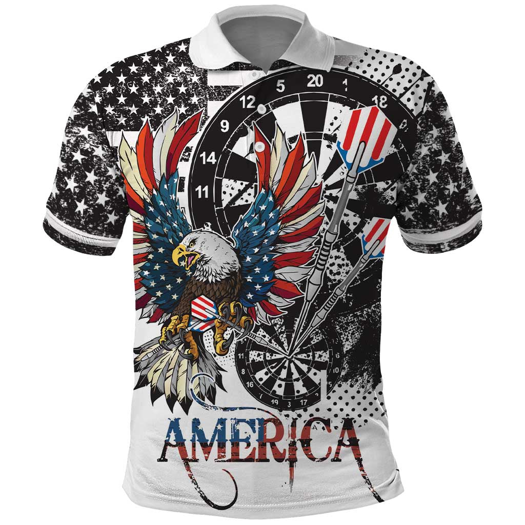USA Darts Polo Shirt American Bald Eagle with Grunge Style - Wonder Print Shop