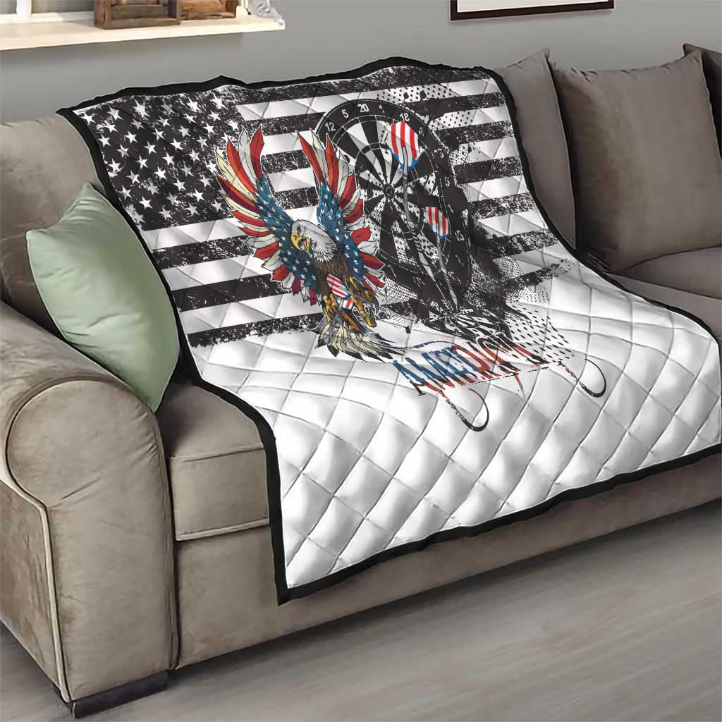 USA Darts Quilt American Bald Eagle with Grunge Style - Wonder Print Shop