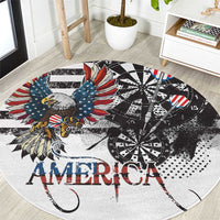 USA Darts Round Carpet American Bald Eagle with Grunge Style