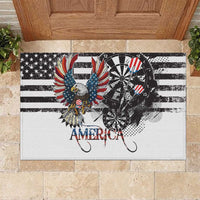 USA Darts Rubber Doormat American Bald Eagle with Grunge Style - Wonder Print Shop
