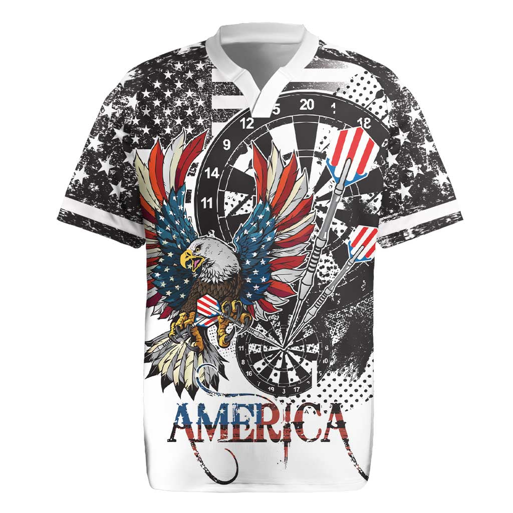 USA Darts Rugby Jersey American Bald Eagle with Grunge Style - Wonder Print Shop
