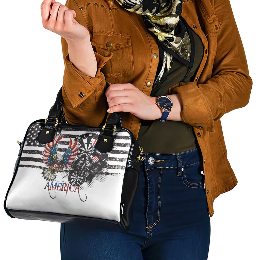 USA Darts Shoulder Handbag American Bald Eagle with Grunge Style