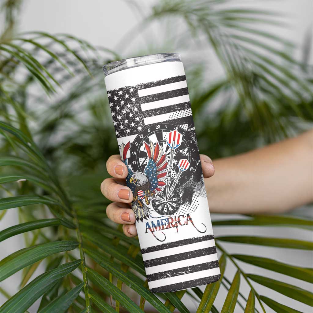 USA Darts Skinny Tumbler American Bald Eagle with Grunge Style - Wonder Print Shop
