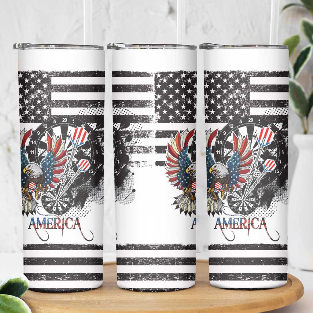 USA Darts Skinny Tumbler American Bald Eagle with Grunge Style - Wonder Print Shop