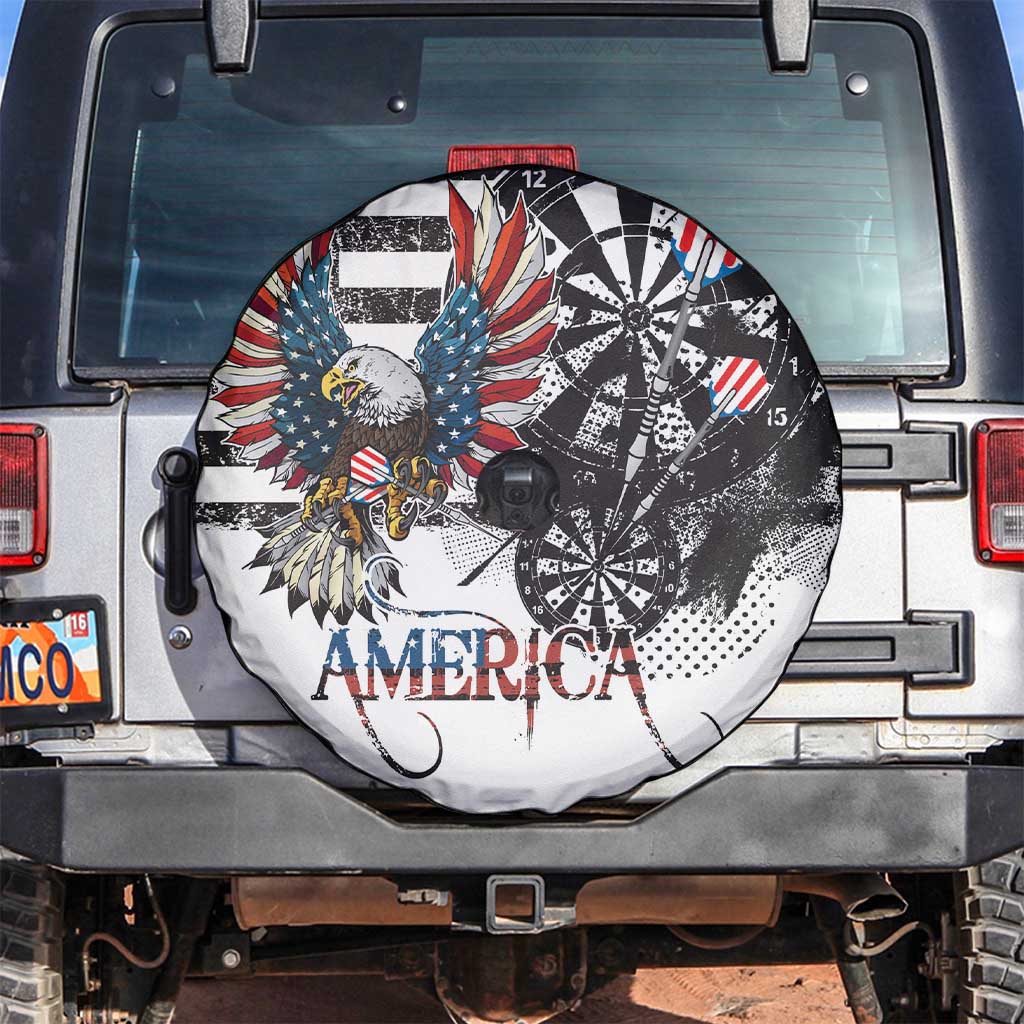 USA Darts Spare Tire Cover American Bald Eagle with Grunge Style - Wonder Print Shop