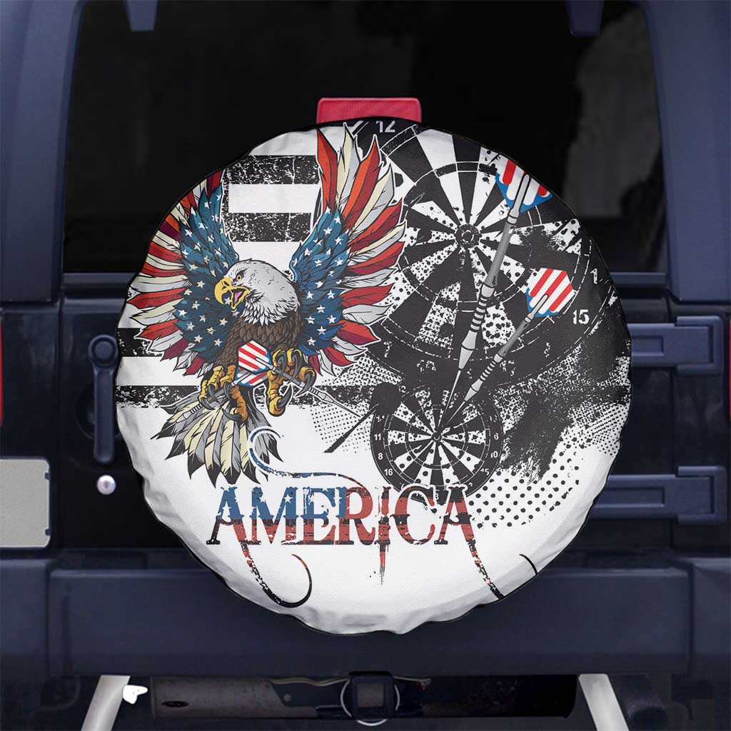 USA Darts Spare Tire Cover American Bald Eagle with Grunge Style - Wonder Print Shop