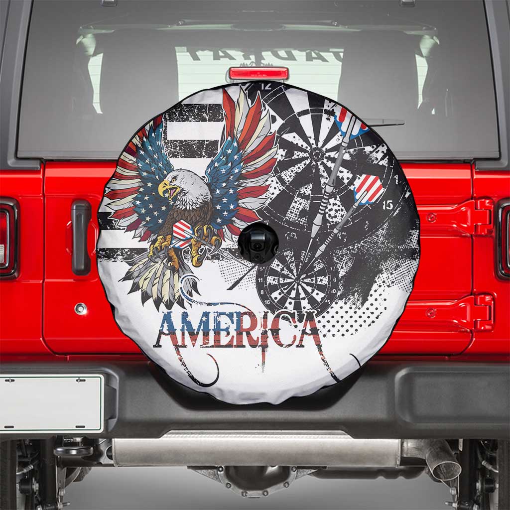 USA Darts Spare Tire Cover American Bald Eagle with Grunge Style - Wonder Print Shop