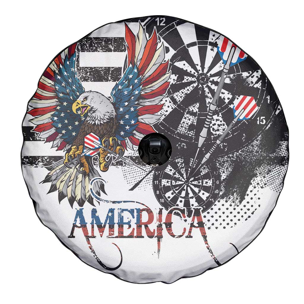 USA Darts Spare Tire Cover American Bald Eagle with Grunge Style - Wonder Print Shop