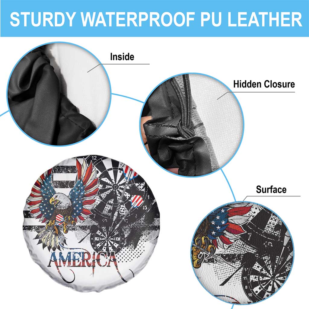 USA Darts Spare Tire Cover American Bald Eagle with Grunge Style - Wonder Print Shop