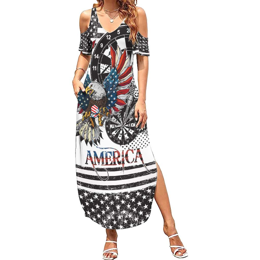 USA Darts Summer Maxi Dress American Bald Eagle with Grunge Style - Wonder Print Shop
