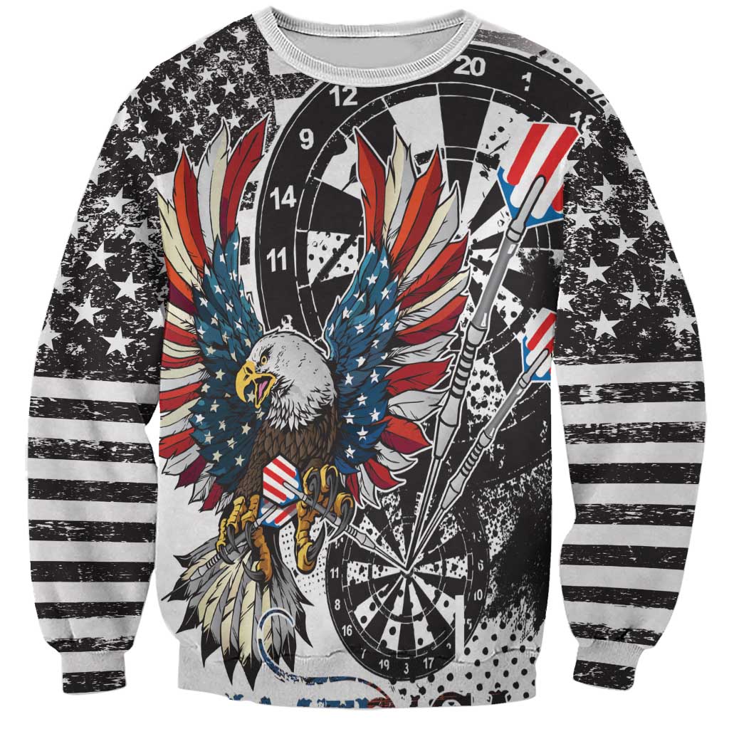 USA Darts Sweatshirt American Bald Eagle with Grunge Style - Wonder Print Shop