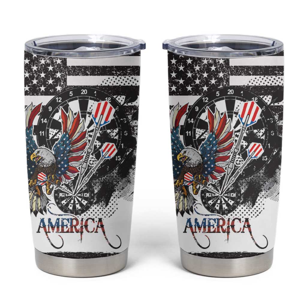 USA Darts Tumbler Cup American Bald Eagle with Grunge Style - Wonder Print Shop