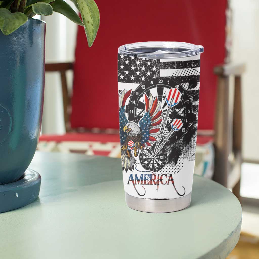 USA Darts Tumbler Cup American Bald Eagle with Grunge Style - Wonder Print Shop