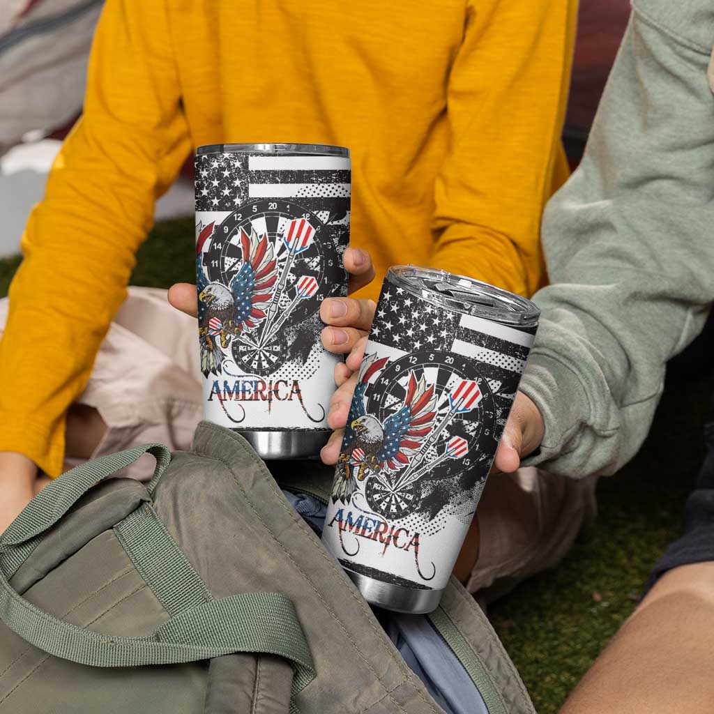 USA Darts Tumbler Cup American Bald Eagle with Grunge Style - Wonder Print Shop