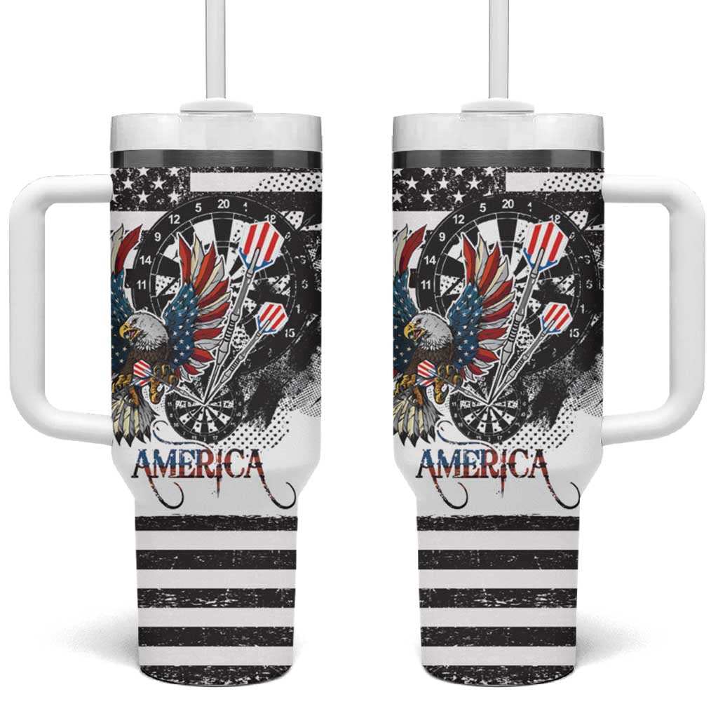 USA Darts Tumbler With Handle American Bald Eagle with Grunge Style - Wonder Print Shop